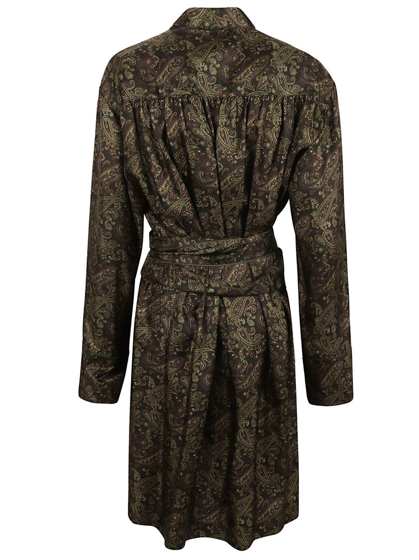 Saint Laurent Silk Paisley Sweater With Belted Waist