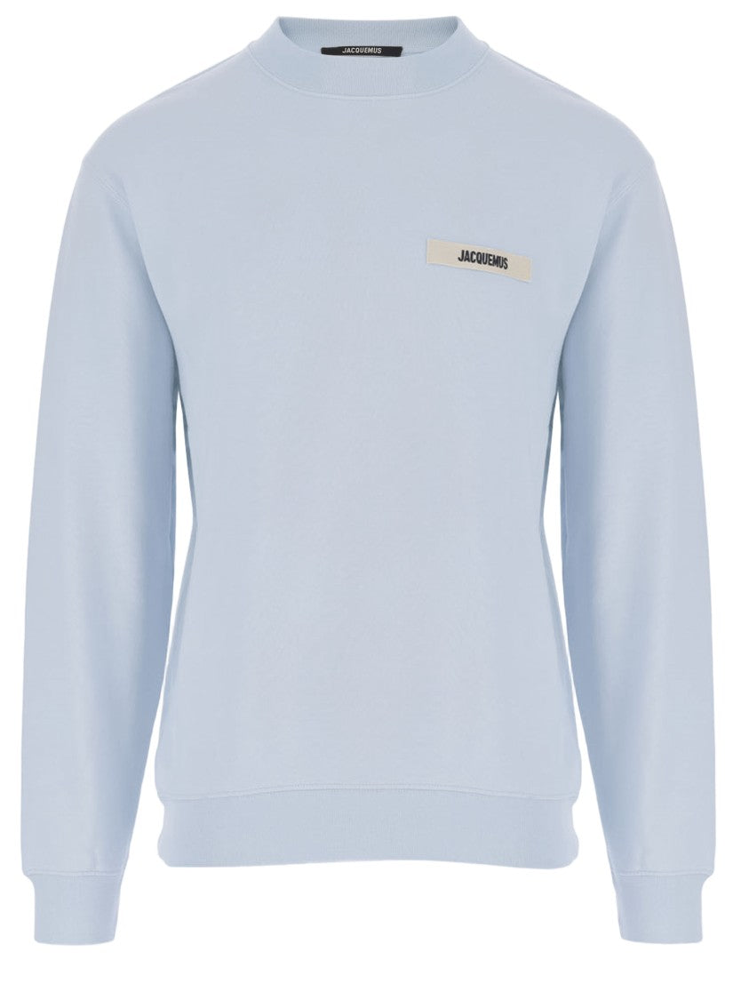 Jacquemus Light Blue Cotton Crew Neck Sweatshirt