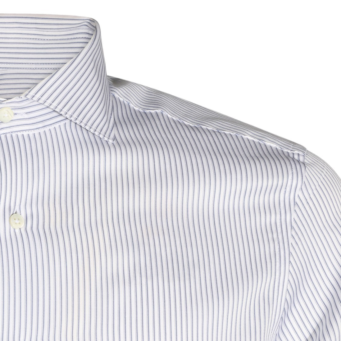 Canali White Striped Concealed Placket Button-Up Shirt