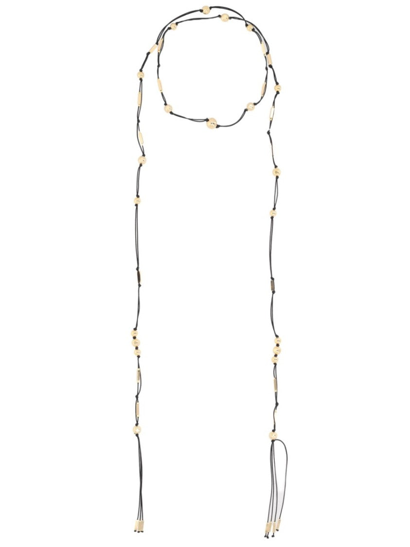 Isabel Marant Bob Thin Black Cords Tassel Scarf
