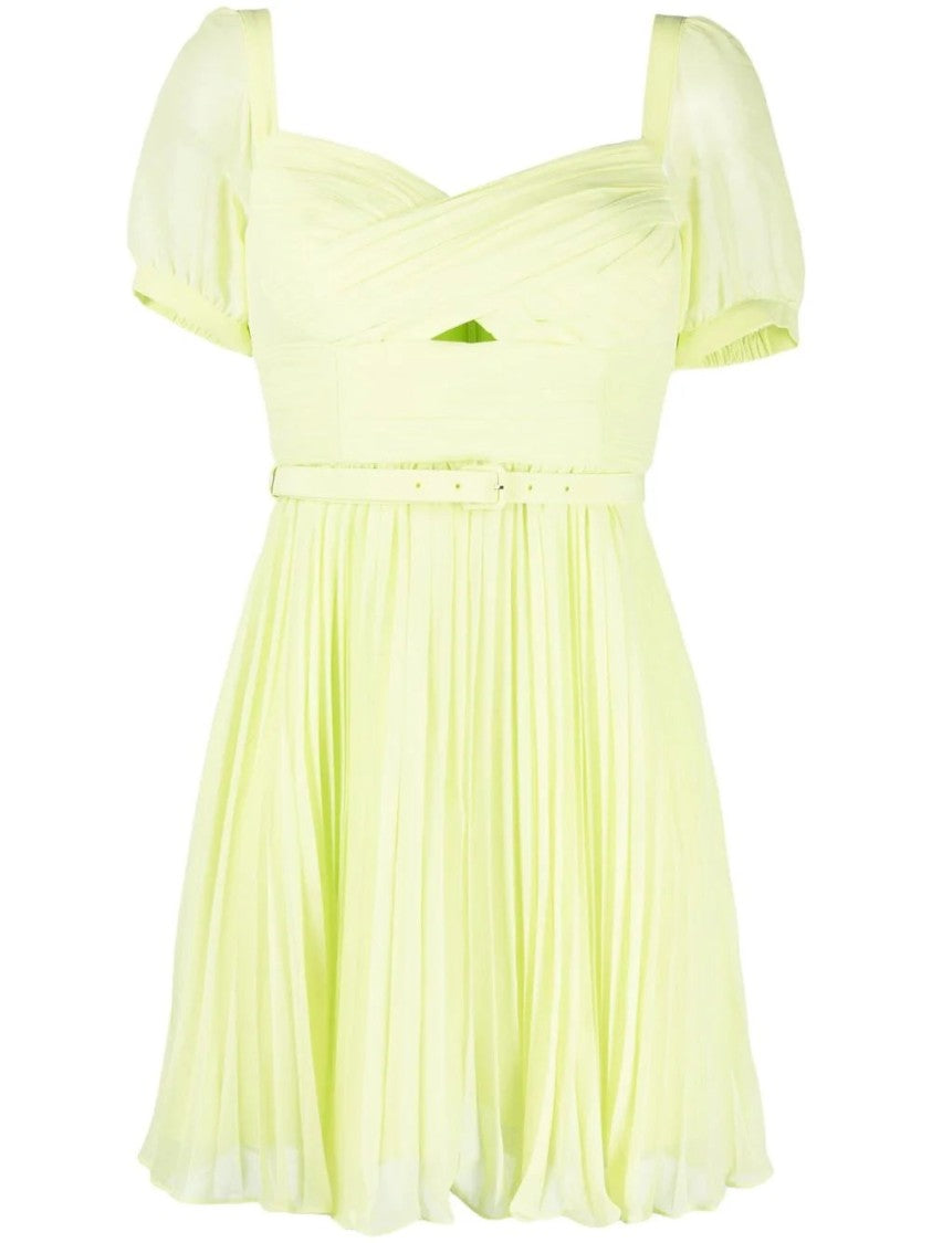 Self-Portrait Lime Chiffon Mini Dress