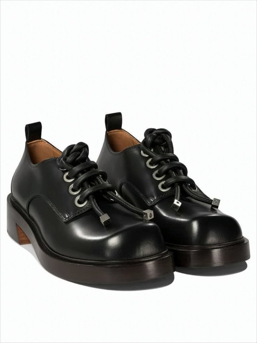 Alexander Mcqueen Polished Leather Lace-Up Dress Shoes With Rounded Toe
