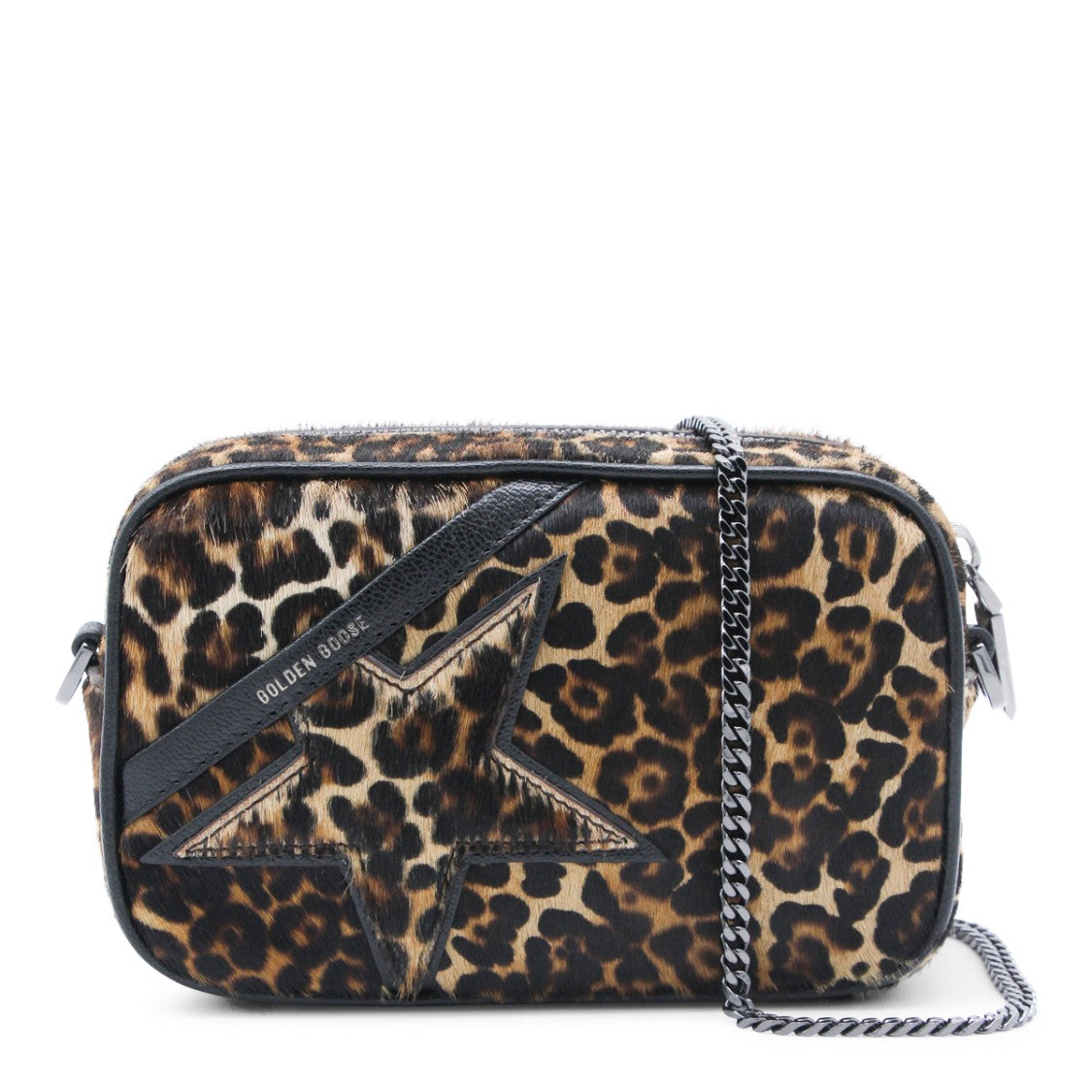 Golden Goose Leopard Print Star Patch Bag
