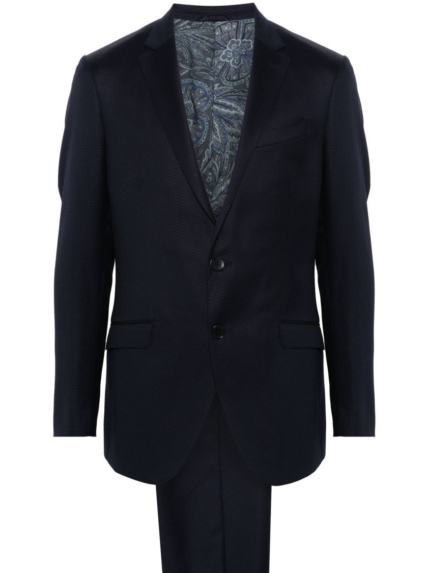 Etro Tailored Blue Suit With Notched Lapels