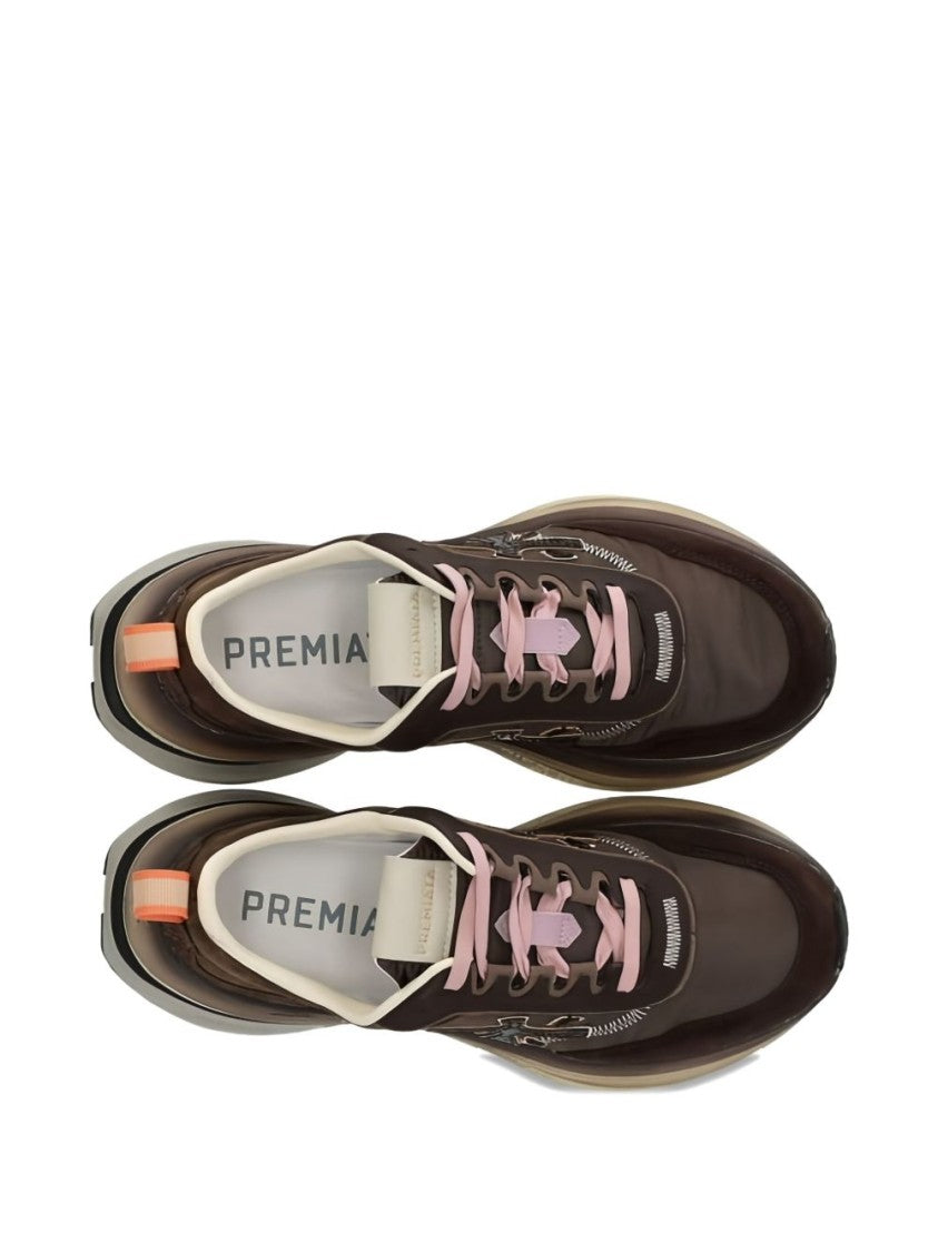 Premiata Elegant Deep Brown Goat Leather Sneakers