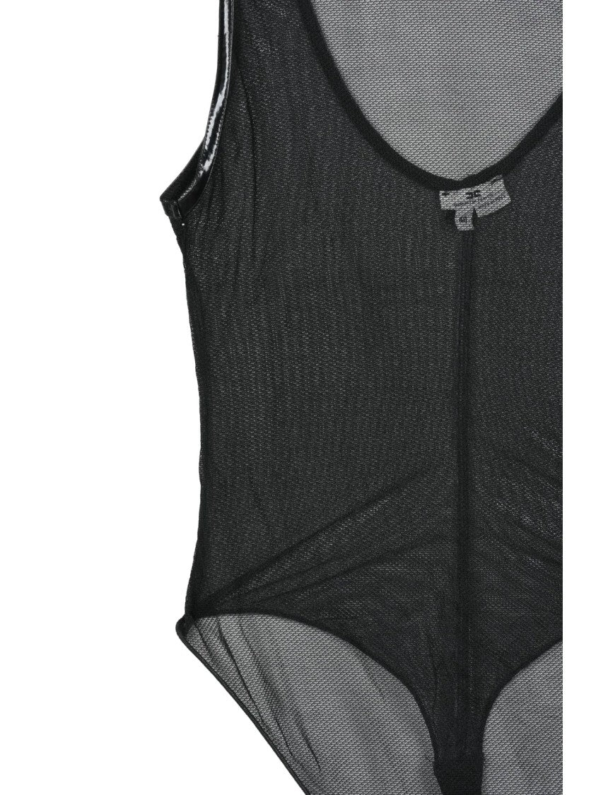 Elisabetta Franchi Black Sheer Close-Fitting Polyamide-Blend Bodysuit