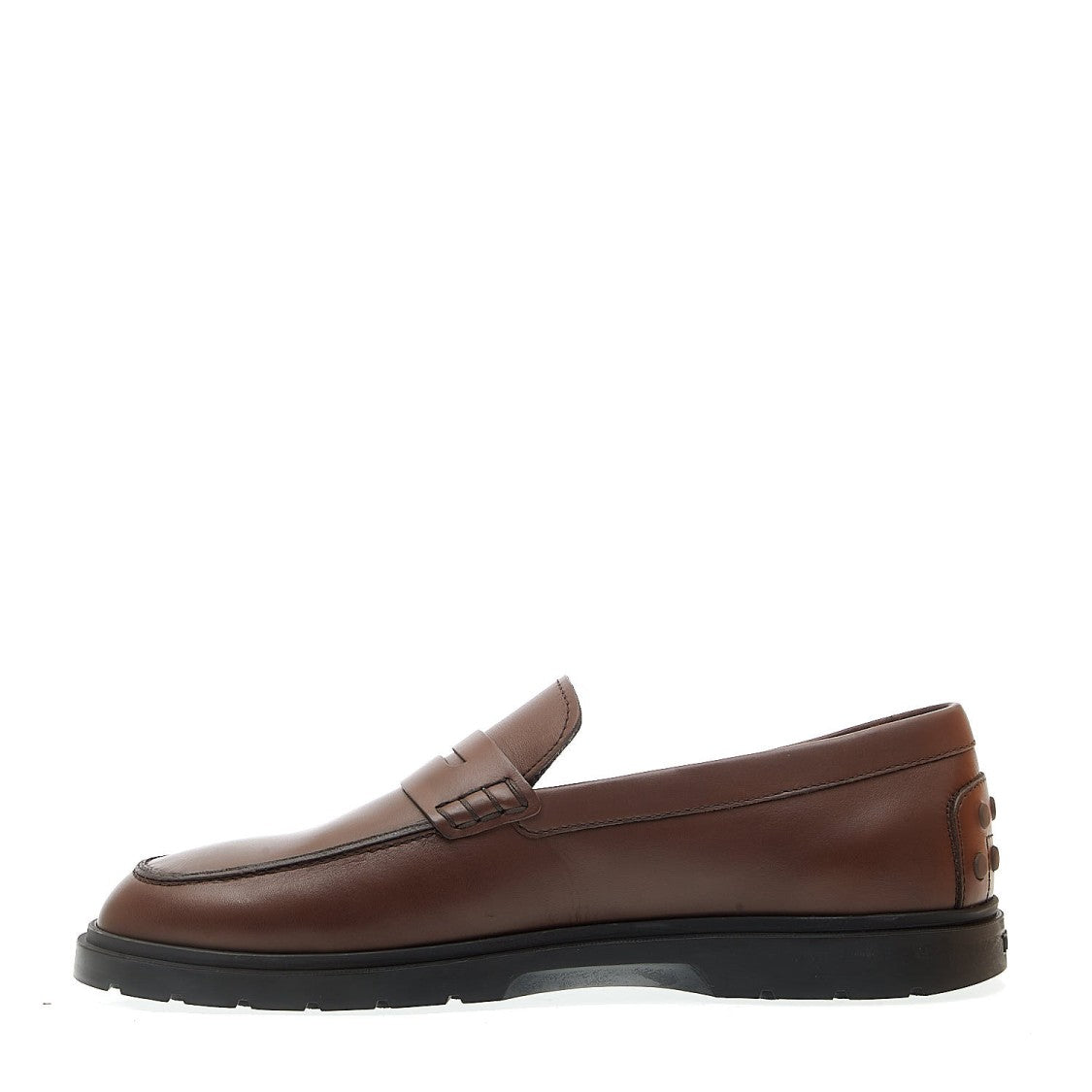 Tod's Brown Leather Moccasin With Brown Rubber Sole