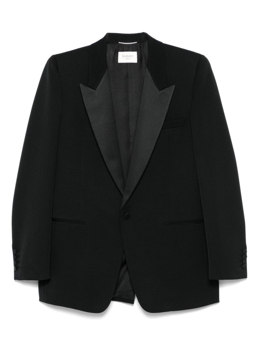 Saint Laurent Padded Shoulder Black Blazer