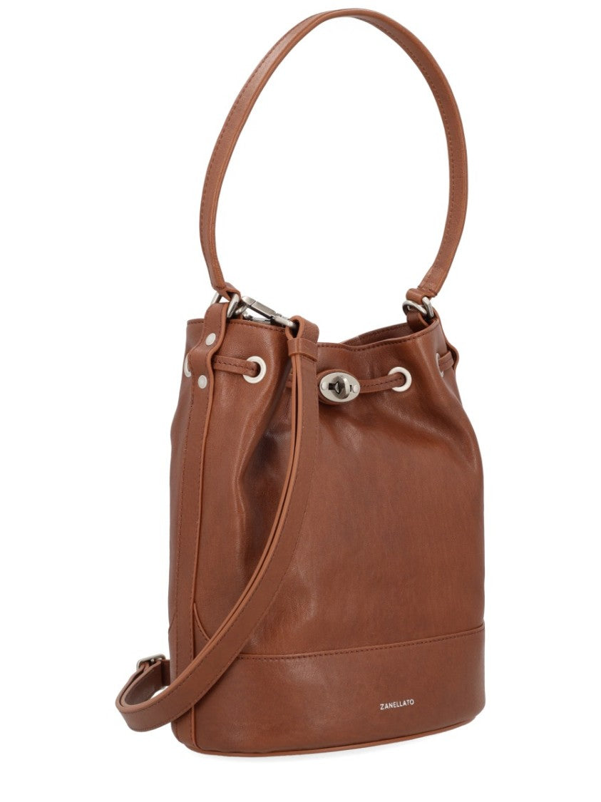 Zanellato Black Leather Monda' Bucket Bag