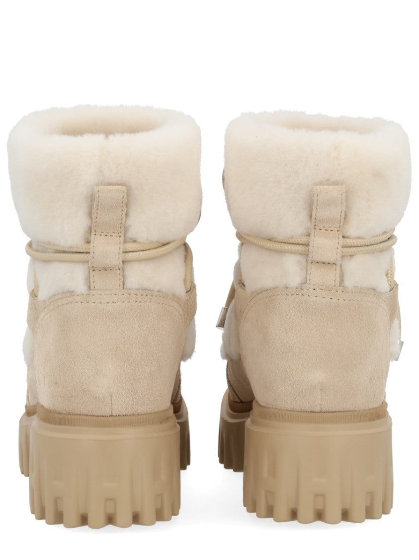 Hogan Beige Boots With Padded Quilted Upper