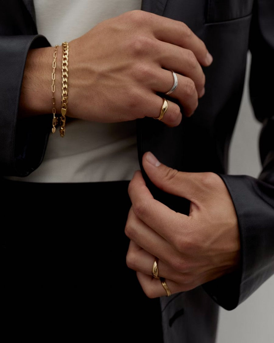 Maria Black Wavy Stackable Band Ring In Recycled Sterling Silver