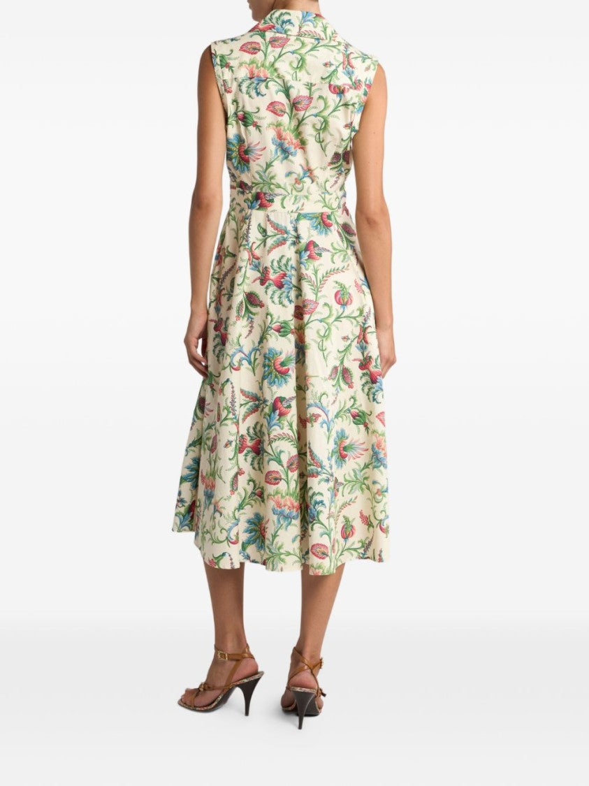 Etro Floral Print A-Line Midi Dress
