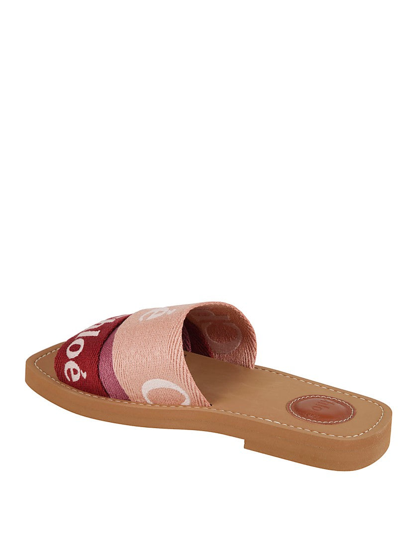 Chloé Woody Sandals With Embroidered Logo