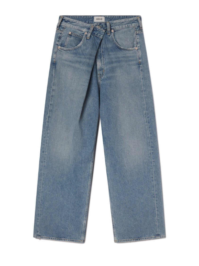Agolde Light-Washed Wide-Leg Jeans With Asymmetrical Closure