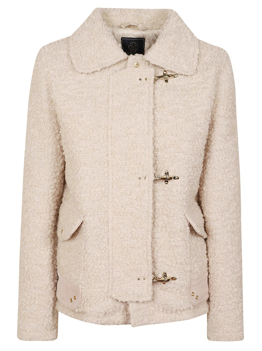 Fay Textured Wool Jacket With Classic Collar