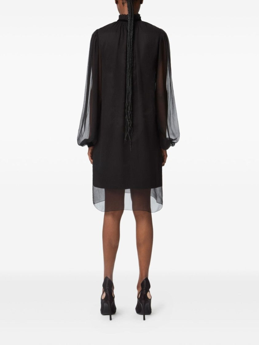 Nina Ricci Black High Neck Balloon Sleeve Dress
