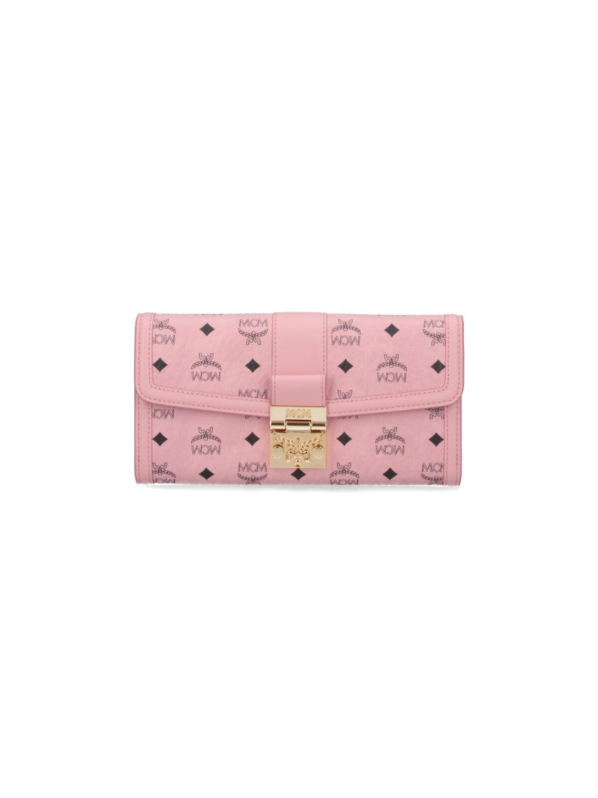 Mcm Tracy Chain Wallet In Pink "Visetos" Leather