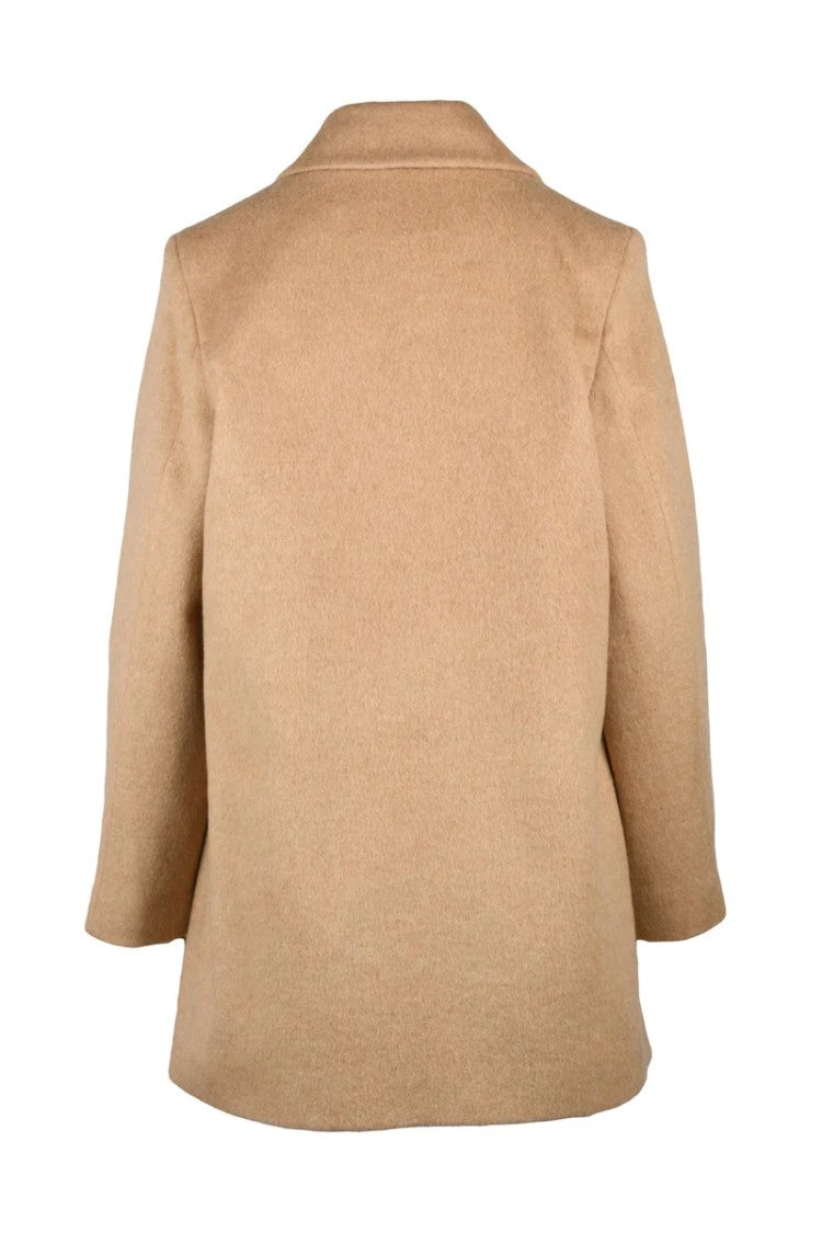 Guttha Boxy Beige Coat With Classic Lapel