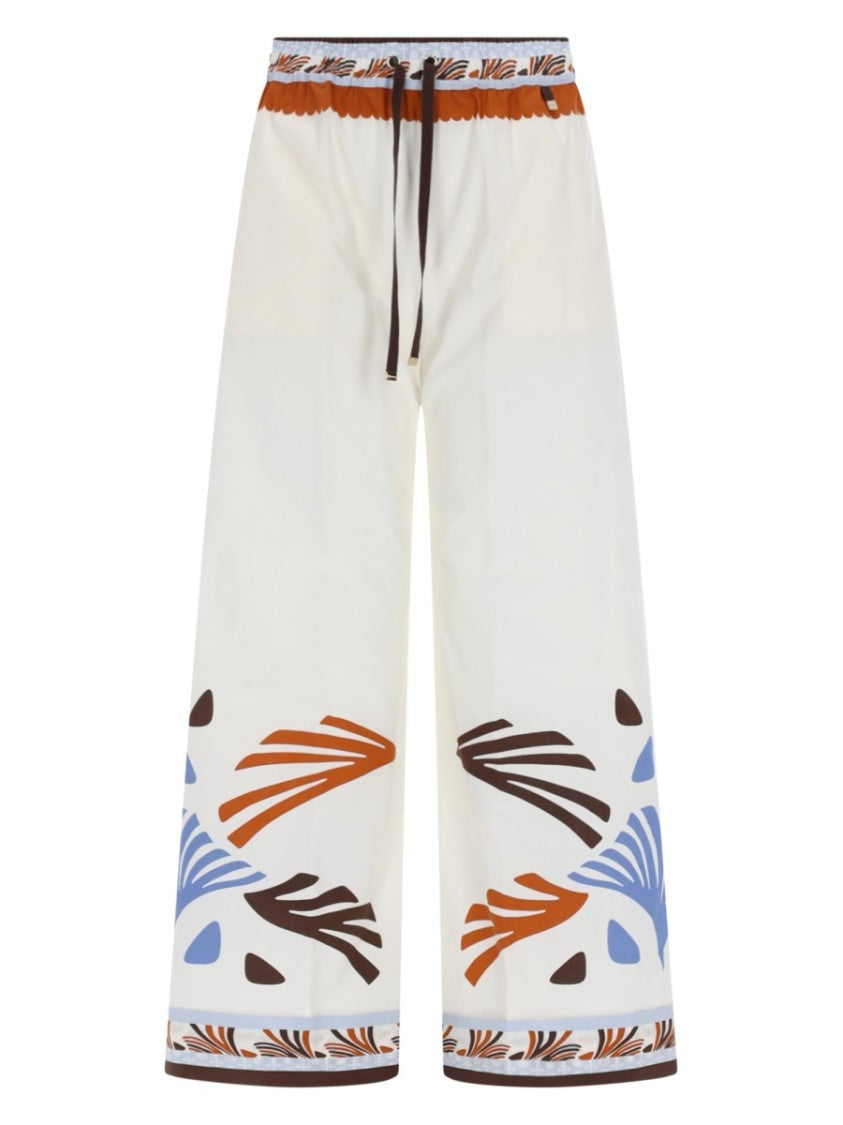 Herno Summer Print Cotton Wide-Leg Pants