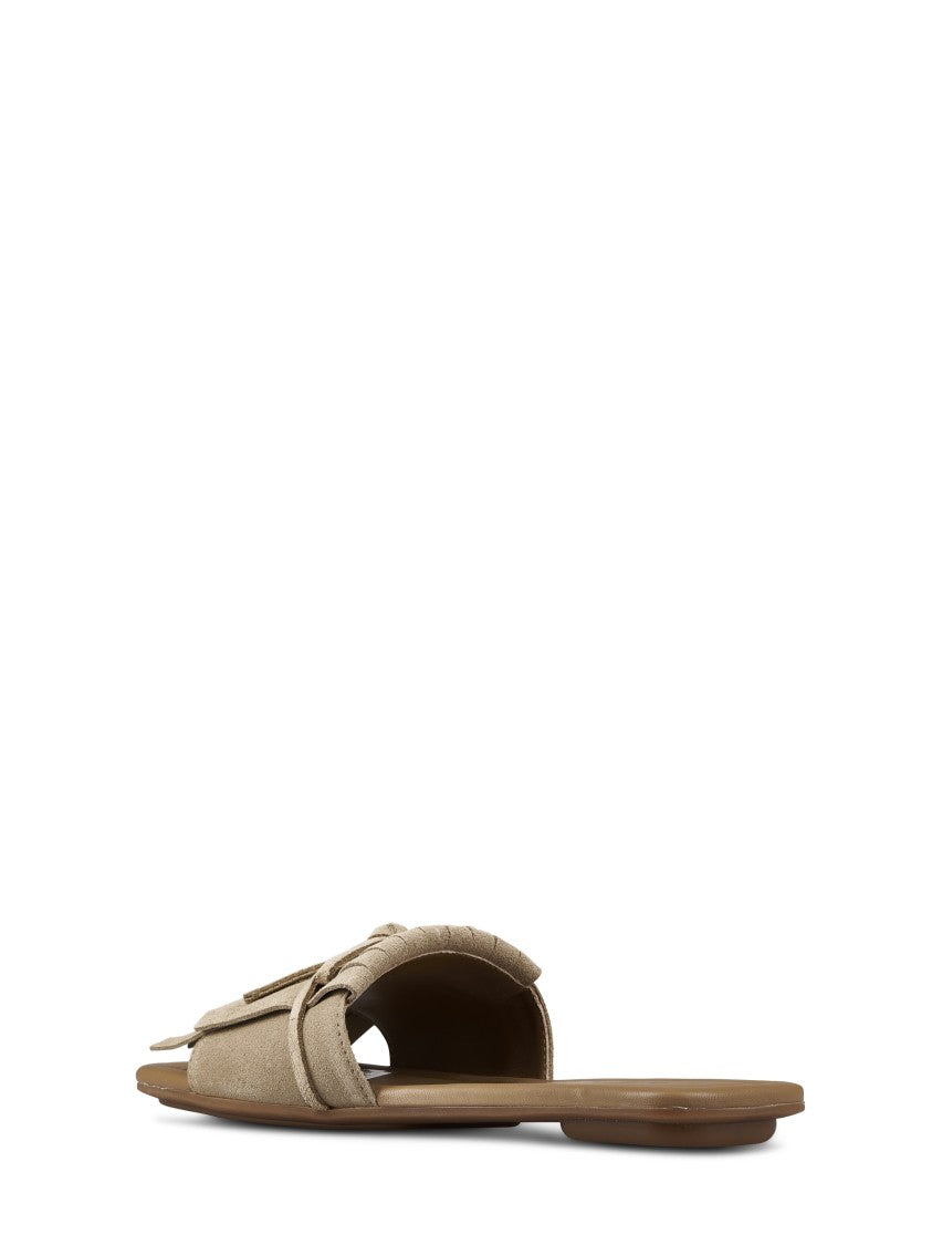 Hogan Flat Sole Sandals With Wide Tassel-Adorned Strap