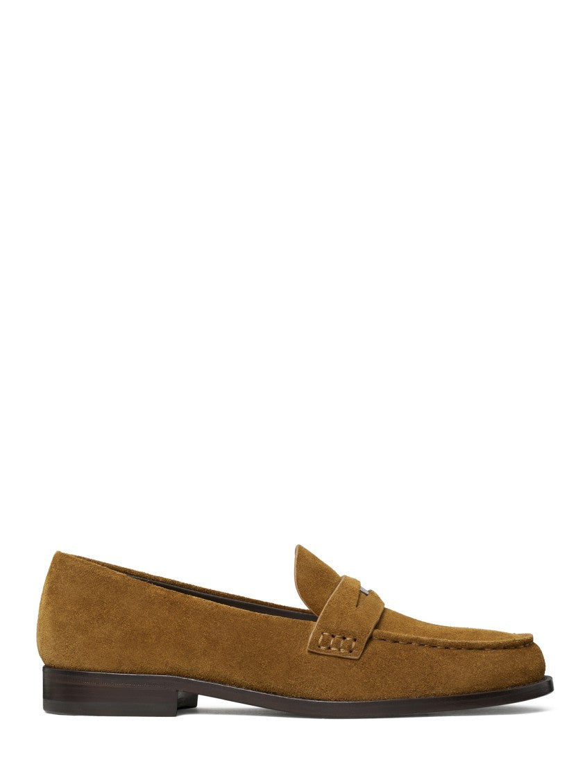 Tory Burch Brown Suede Classic Penny Loafers With Timeless Design