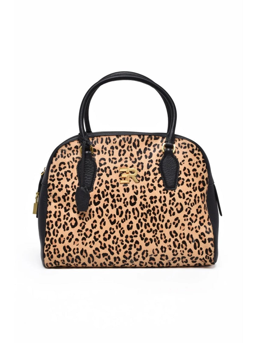 Ermanno Firenze Anita Leopard Print Leather Handbag With Versatile Carrying Options