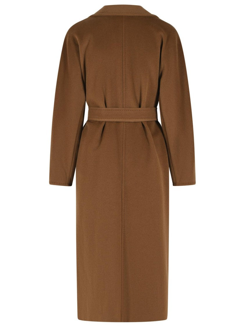 Max Mara Madame' Virgin Wool And Brown Cashmere Coat