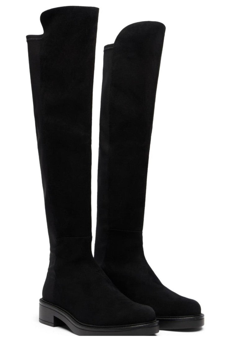 Stuart Weitzman Suede Over-The-Knee Boots With Rounded Toe And Low Block Heel