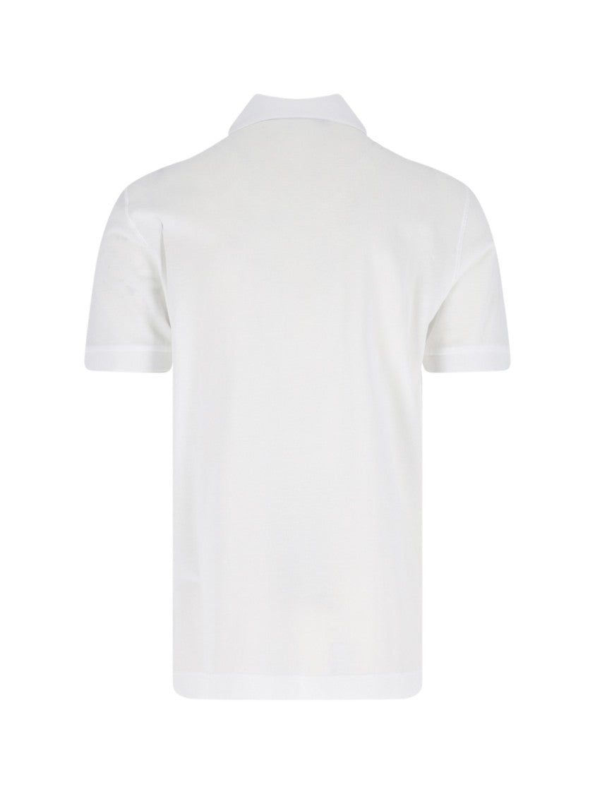 Dolce & Gabbana White Metallic Logo Piqué Polo