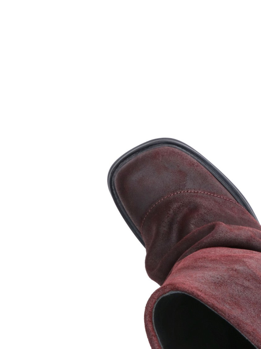 The Attico Burgundy Slouchy Mid-Calf Boots