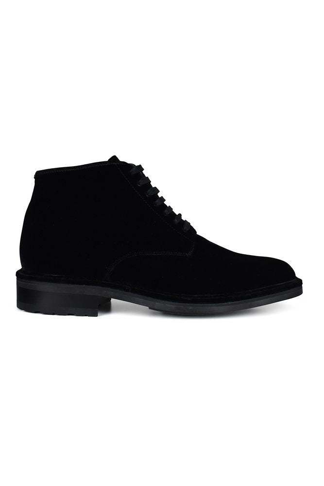 Saint Laurent Black Velvet Boots With Satin Laces