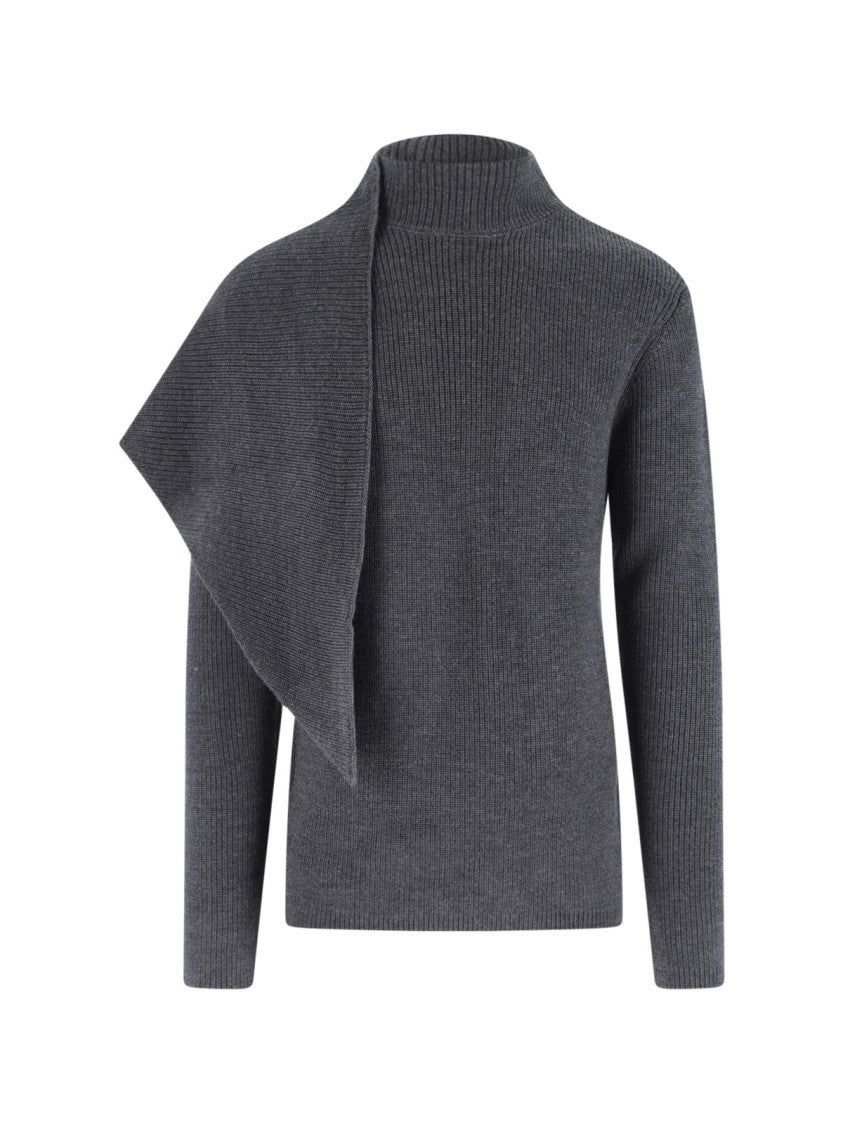 Entire Studios Black Asymmetrical Ribbed Knit Top