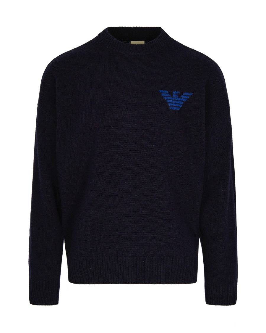 Emporio Armani Regular-Fit Virgin Wool Sweater With Contrasting Logo