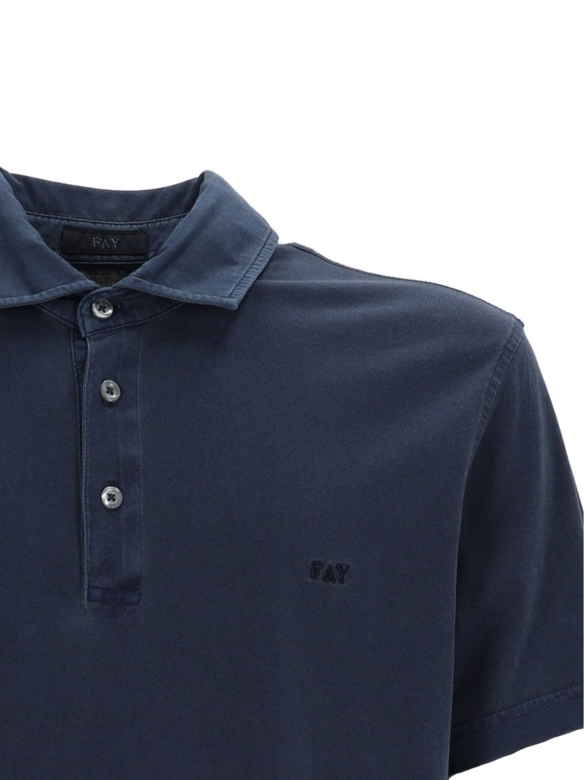 Fay Blue Jersey Frosted Embroidery Polo Shirt