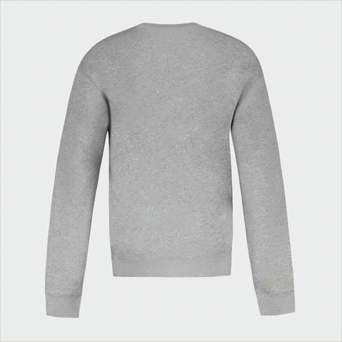 Maison Kitsuné Long Sleeve Crewneck Sweatshirt In Solid Grey With Embroidered Detail