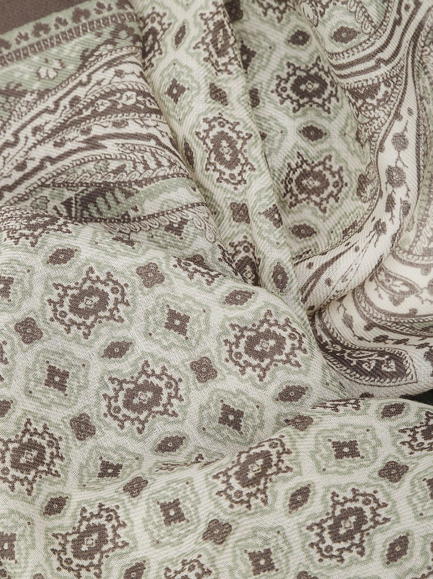 Etro Paisley-Geometric Pattern Wool Scarf