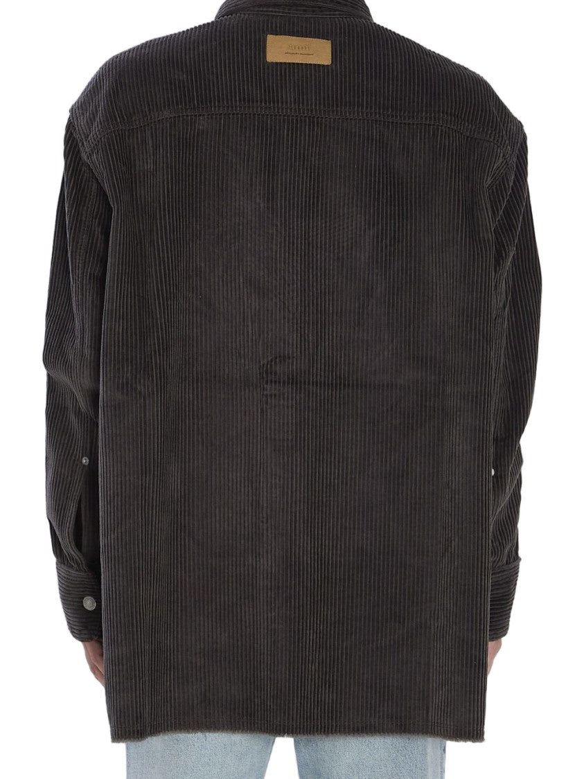 Ami Paris Anthracite Grey Corduroy Patch Pocket Shirt