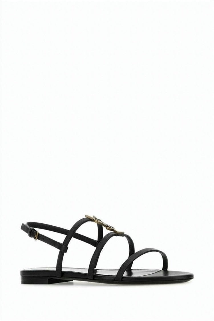 Saint Laurent Black Calf Leather Sandals