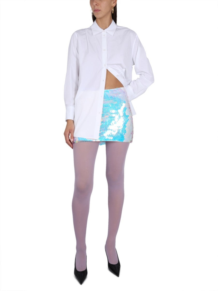 Nina Ricci Shimmering Sequin Mini Skirt With Side Zipper Closure