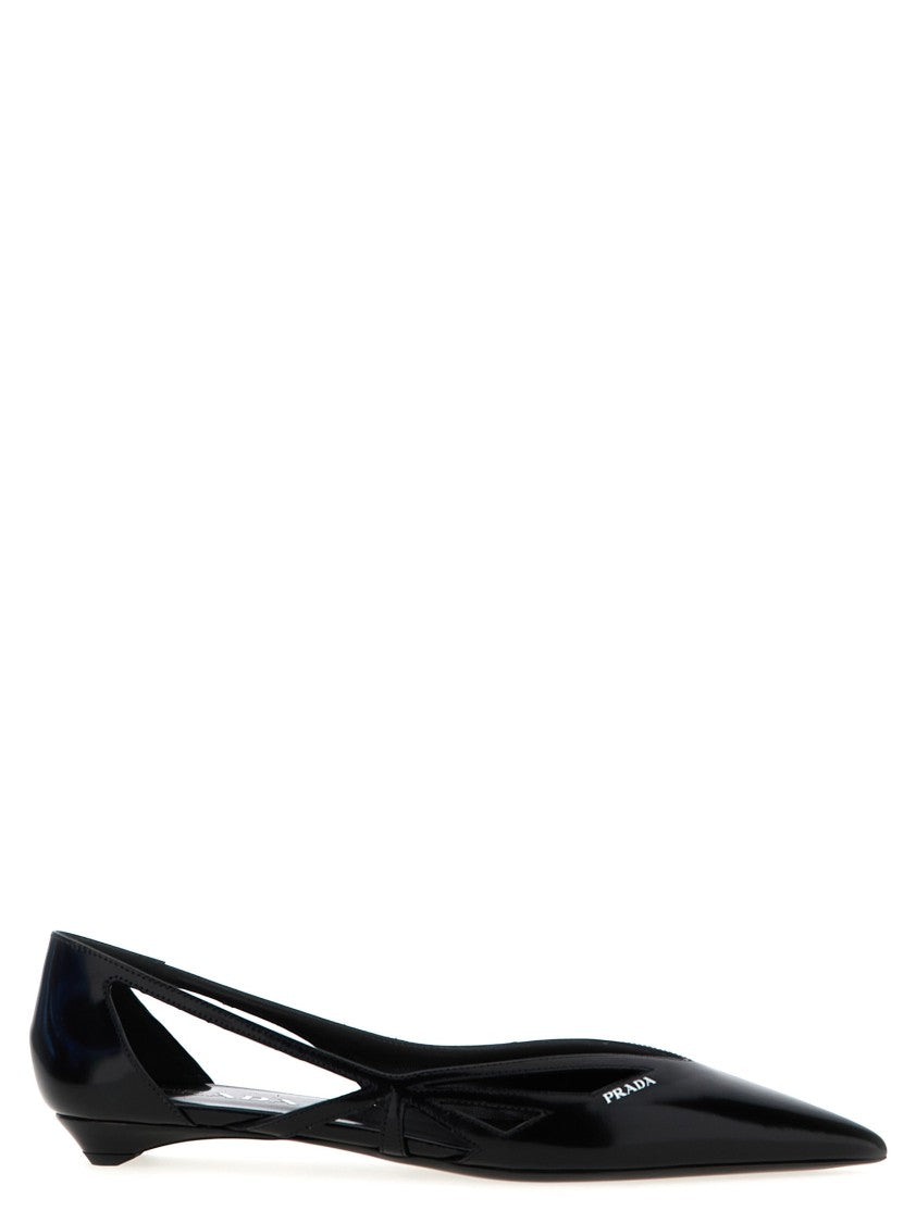 Prada Cut-Out Leather Ballet Flats