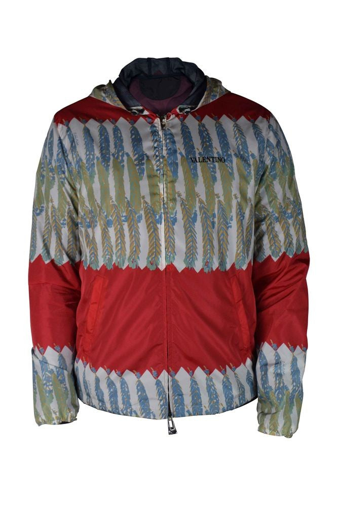 Valentino Garavani Leaf Print Nylon Jacket With Drawstring Hood