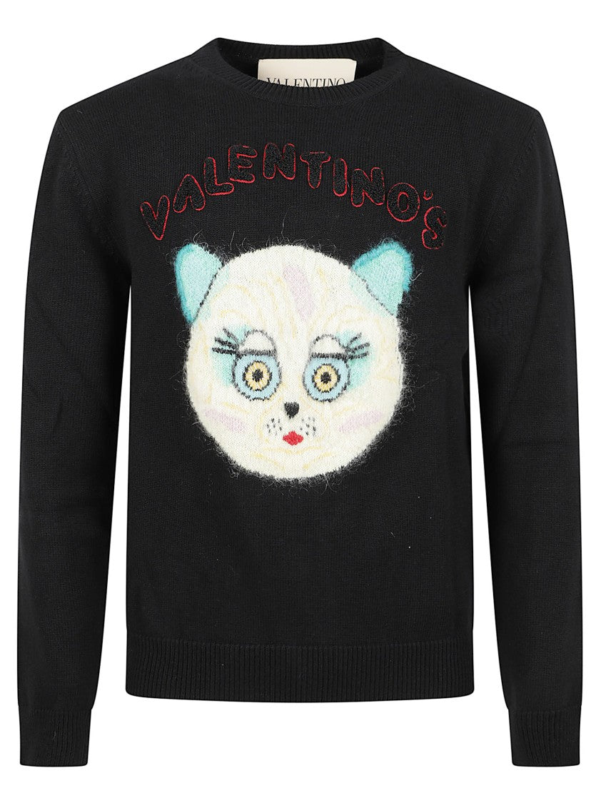 Valentino Garavani Ribbed Black Cotton-Wool Sweater