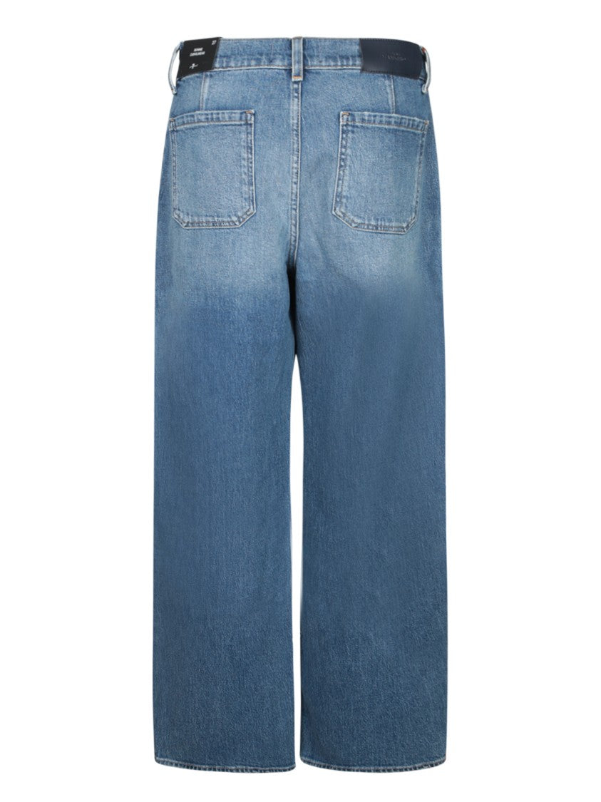 7 For All Mankind Mid Wash Wide-Leg Jeans