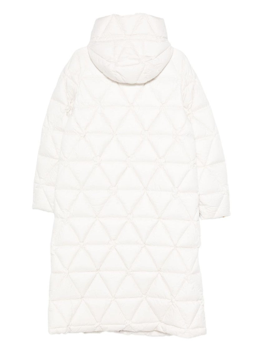 K-Way Quilted White Parka With Relaxed Fit