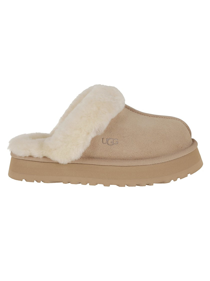 Ugg Sheepskin And Suede Slide With Plush Collar