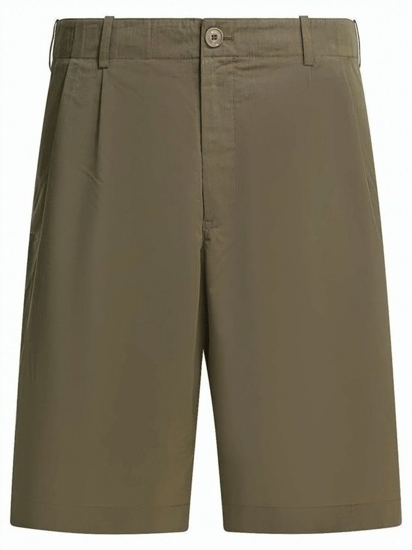 Our Legacy Tailored Brown Shorts With Flat Front And Button Closure