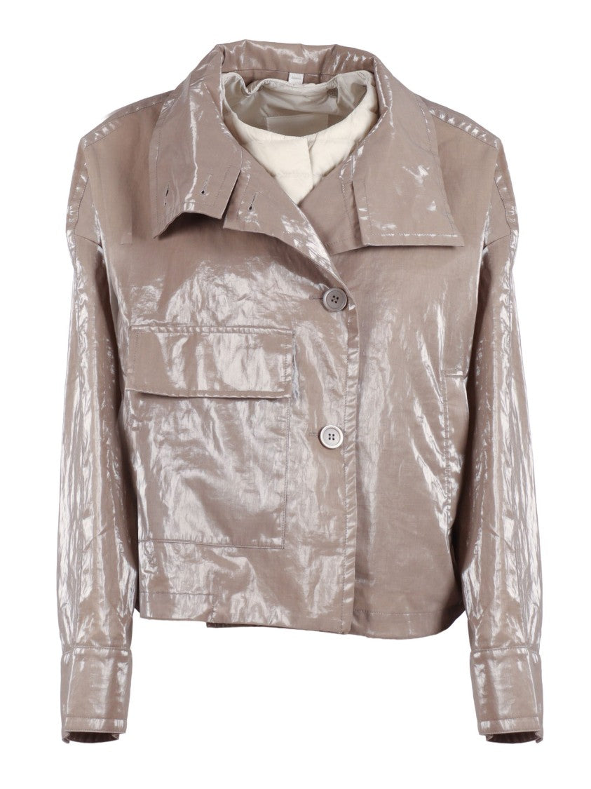 Duno Cropped Shiny Flap Pocket Jacket