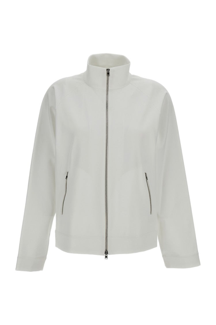 Irie' White High Collar Zip-Up Cropped Jacket