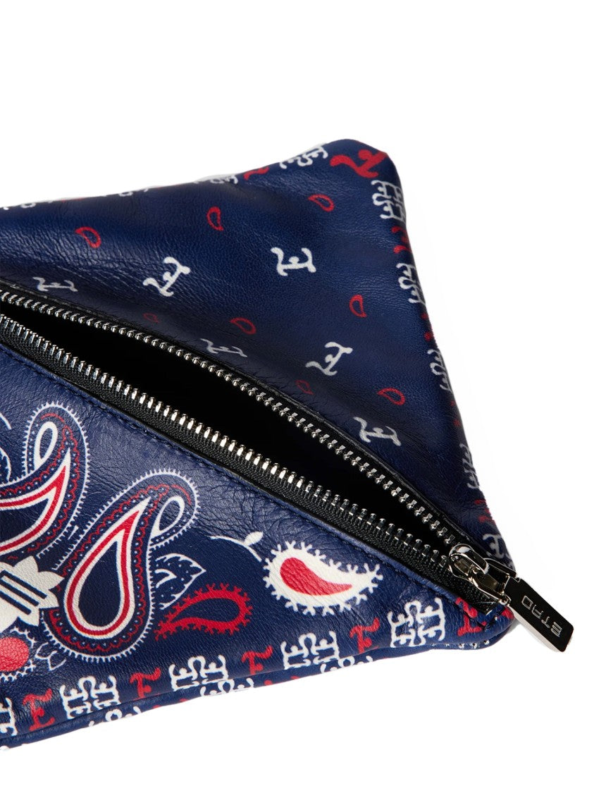 Etro Paisley Print Logo Pouch Bag