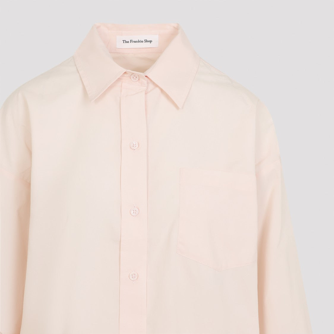 The Frankie Shop Faded Pink Cotton Ornella Side Button-Up Shirt